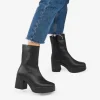 Bosanova Bottes À Talons | Bottes De Plateforme | Bottines en cuir noir