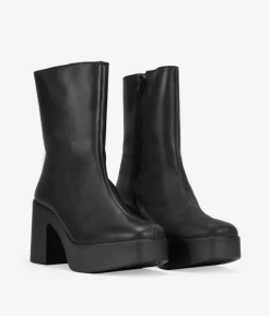 Bosanova Bottes À Talons | Bottes De Plateforme | Bottines en cuir noir