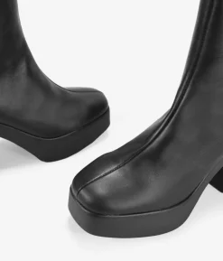 Bosanova Bottes À Talons | Bottes De Plateforme | Bottines en cuir noir