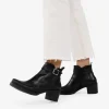 Bosanova Bottes À Talons | Bottines en cuir noir avec talon et détail boucle