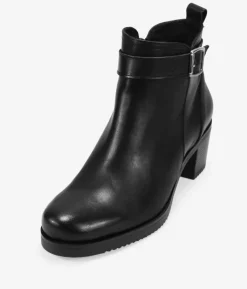 Bosanova Bottes À Talons | Bottines en cuir noir avec talon et détail boucle
