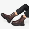 Bosanova Bottes Semelles Track | Bottes De Plateforme | Bottines marron à semelle track élastiquée