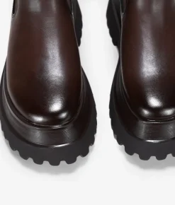 Bosanova Bottes Semelles Track | Bottes De Plateforme | Bottines marron à semelle track élastiquée