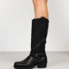 Bosanova Bottes À Talons | Bottes De Motard | Bottines motard noires avec anneau en métal