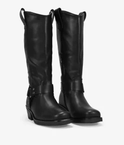 Bosanova Bottes À Talons | Bottes De Motard | Bottines motard noires avec anneau en métal