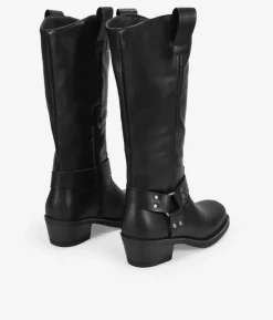Bosanova Bottes À Talons | Bottes De Motard | Bottines motard noires avec anneau en métal