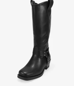 Bosanova Bottes À Talons | Bottes De Motard | Bottines motard noires avec anneau en métal