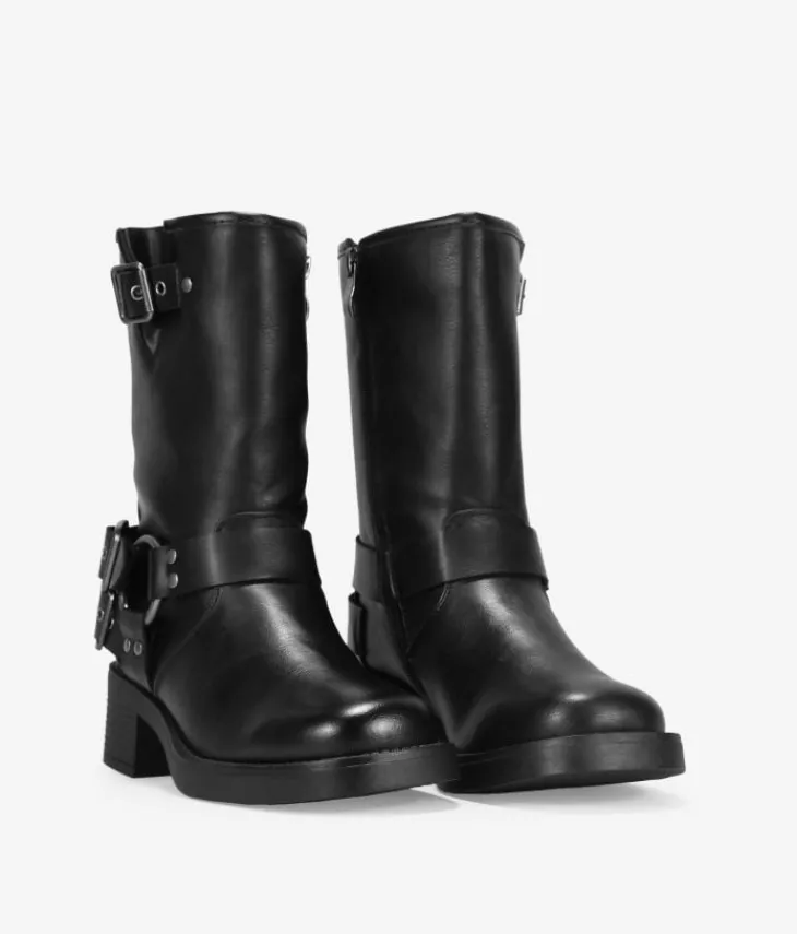 Bosanova Bottes À Talons | Bottes De Motard | Bottines noires à boucles