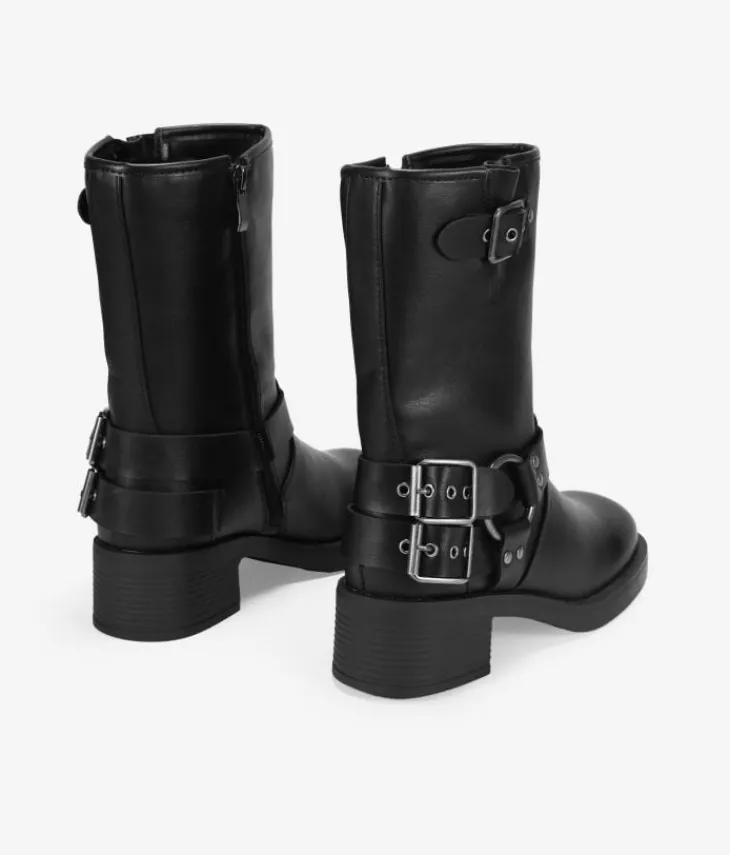 Bosanova Bottes À Talons | Bottes De Motard | Bottines noires à boucles