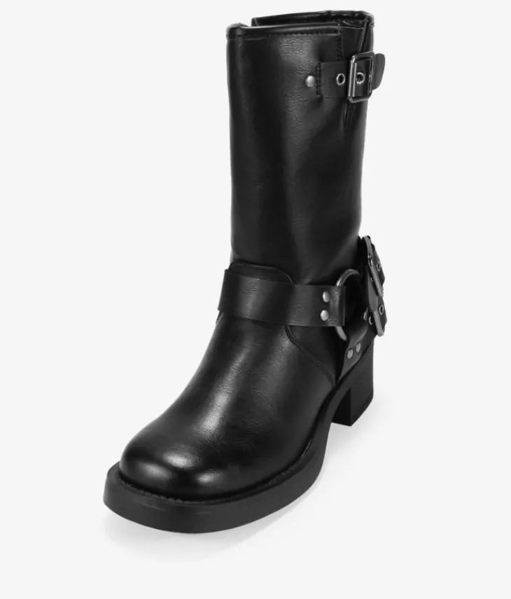 Bosanova Bottes À Talons | Bottes De Motard | Bottines noires à boucles