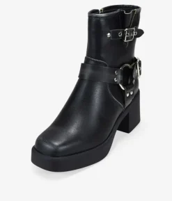 Bosanova Bottes À Talons | Bottes De Motard | Bottines noires à talons avec boucles