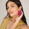 Bosanova Boucles D'oreilles | Boucles d'oreilles en résine fuchsia avec pétales