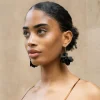 Bosanova Boucles D'oreilles | Boucles d'oreilles fleurs rigides noires
