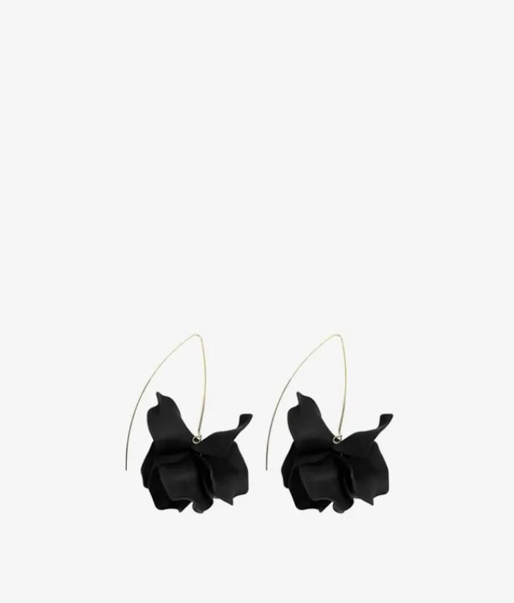 Bosanova Boucles D'oreilles | Boucles d'oreilles fleurs rigides noires