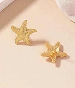 Bosanova Boucles D'oreilles | Boucles d'oreilles étoiles de mer métallisées dorées