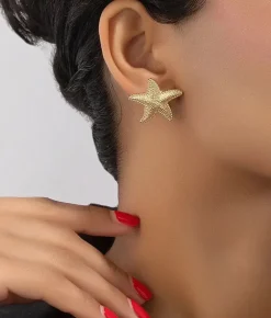 Bosanova Boucles D'oreilles | Boucles d'oreilles étoiles de mer métallisées dorées