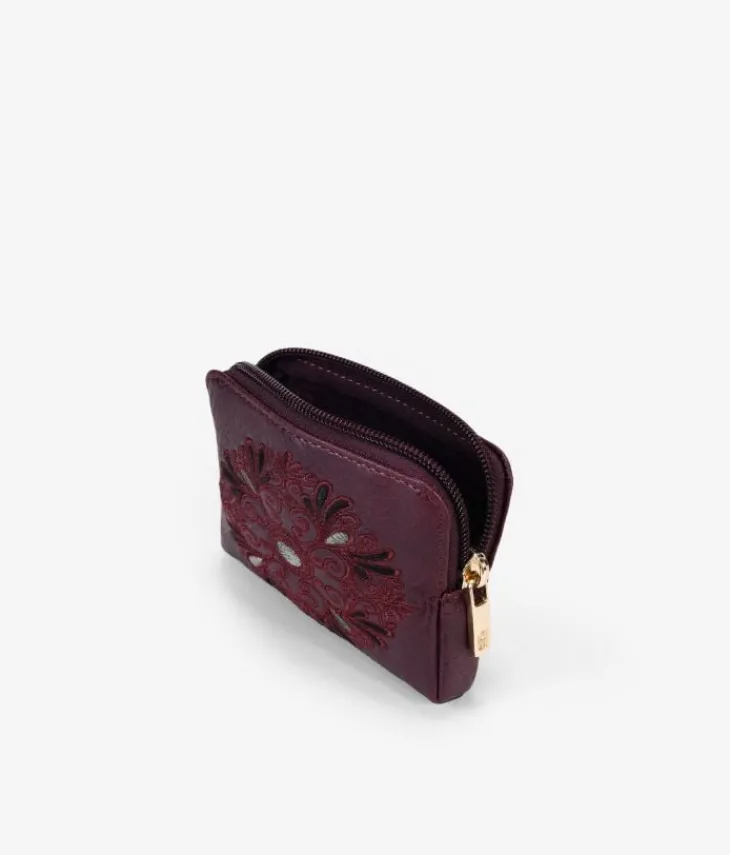 Femme Bosanova Porte-monnaie | Bourse bordeaux avec broderie