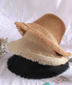 Femme Bosanova Casquettes Et Chapeaux | Chapeau en raphia tressé grillé