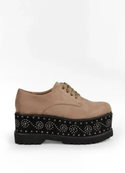 Bosanova Chaussures Et Mocassins | Chaussures à plateforme taupe avec clous