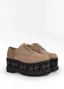 Bosanova Chaussures Et Mocassins | Chaussures à plateforme taupe avec clous