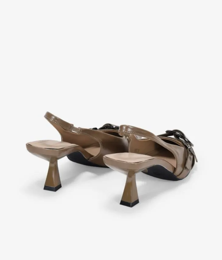 Bosanova Chaussures De Fête | Chaussures Et Mocassins | Chaussures à talons taupe avec double boucle