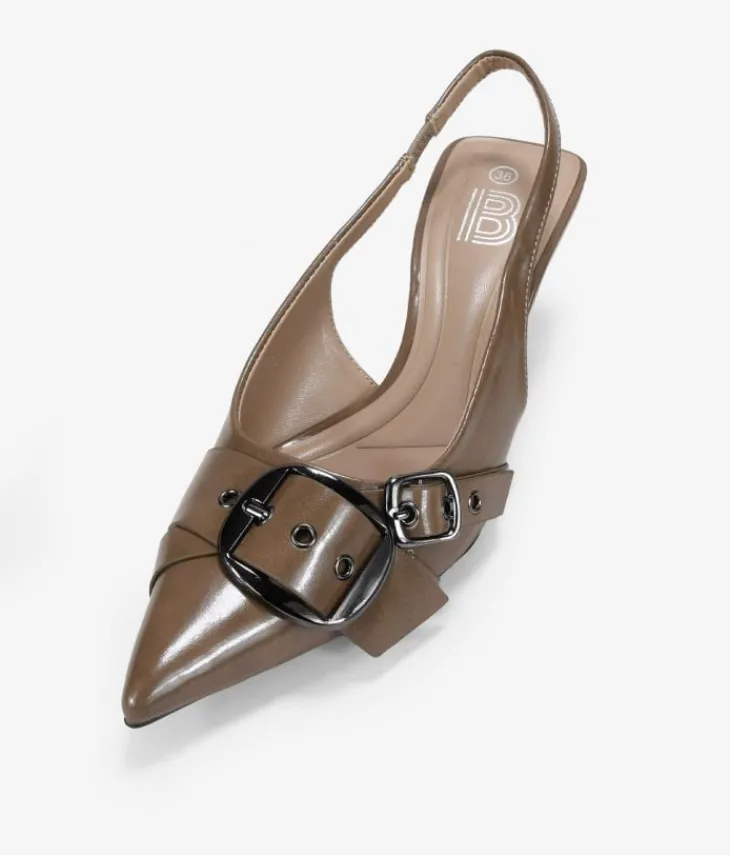 Bosanova Chaussures De Fête | Chaussures Et Mocassins | Chaussures à talons taupe avec double boucle
