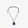 Bosanova Colliers | Collier noir avec fleur bleue