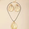 Bosanova Boucles D'oreilles | Ensemble collier et boucles d'oreilles grand coquillage doré