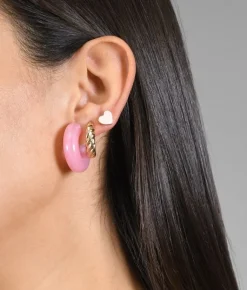Bosanova Boucles D'oreilles | Ensemble de boucles d'oreilles en résine et métal rose et doré