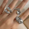 Bosanova Bagues | Ensemble de trois bagues métalliques argentées