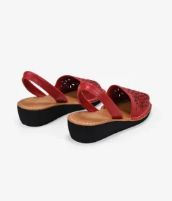 Bosanova Espadrilles | Sandales Compensées | Espadrilles compensées en cuir rouge