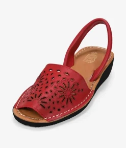 Bosanova Espadrilles | Sandales Compensées | Espadrilles compensées en cuir rouge