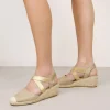 Bosanova Espadrilles | Sandales Compensées | Espadrilles dorées à cale en raphia