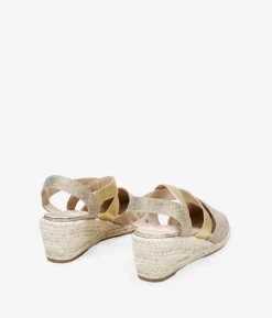 Bosanova Espadrilles | Sandales Compensées | Espadrilles dorées à cale en raphia