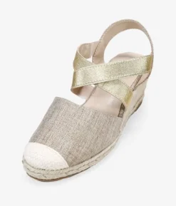 Bosanova Espadrilles | Sandales Compensées | Espadrilles dorées à cale en raphia