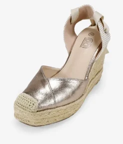 Bosanova Sandales Compensées | Espadrilles | Espadrilles dorées à semelle compensée et laçage en sparte