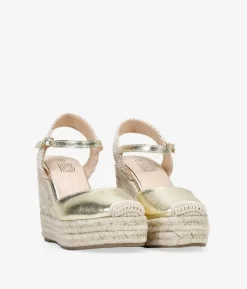 Bosanova Espadrilles | Sandales Compensées | Espadrilles dorées avec coin en sparte