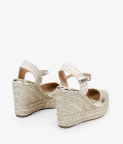 Bosanova Espadrilles | Sandales Compensées | Espadrilles dorées avec coin en sparte