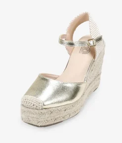 Bosanova Espadrilles | Sandales Compensées | Espadrilles dorées avec coin en sparte