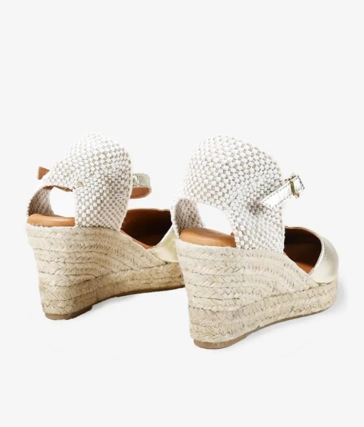 Bosanova Espadrilles | Sandales Compensées | Espadrilles en cuir doré avec sparte