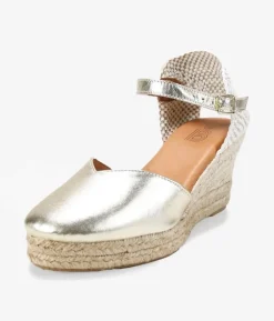 Bosanova Espadrilles | Sandales Compensées | Espadrilles en cuir doré avec sparte