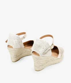 Bosanova Espadrilles | Sandales Compensées | Espadrilles en cuir doré avec semelle compensée en sparte