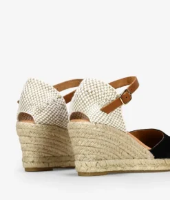 Bosanova Espadrilles | Sandales Compensées | Espadrilles en cuir noir