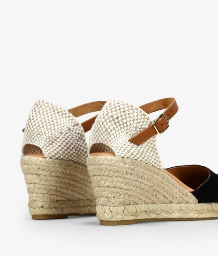 Bosanova Espadrilles | Sandales Compensées | Espadrilles en cuir noir