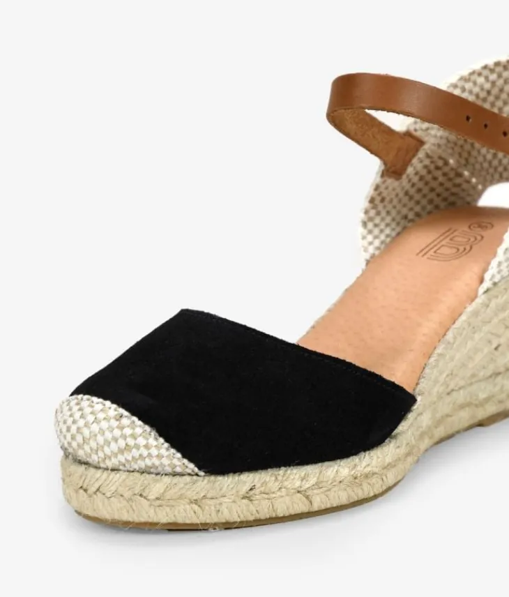Bosanova Espadrilles | Sandales Compensées | Espadrilles en cuir noir