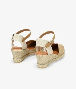 Bosanova Espadrilles | Chaussures En Cuir | Espadrilles en cuir sable avec semelle compensée en sparte