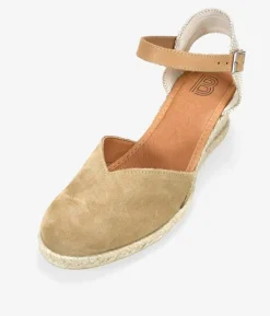 Bosanova Espadrilles | Chaussures En Cuir | Espadrilles en cuir sable avec semelle compensée en sparte