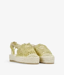 Bosanova Espadrilles | Sandales Spartiates | Espadrilles en macramé doré avec semelle en sparte