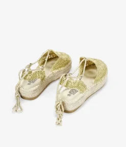 Bosanova Espadrilles | Sandales Spartiates | Espadrilles en macramé doré avec semelle en sparte