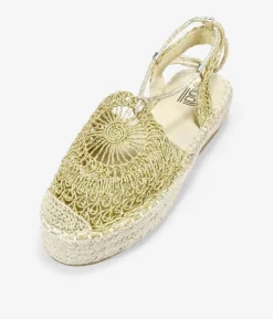 Bosanova Espadrilles | Sandales Spartiates | Espadrilles en macramé doré avec semelle en sparte